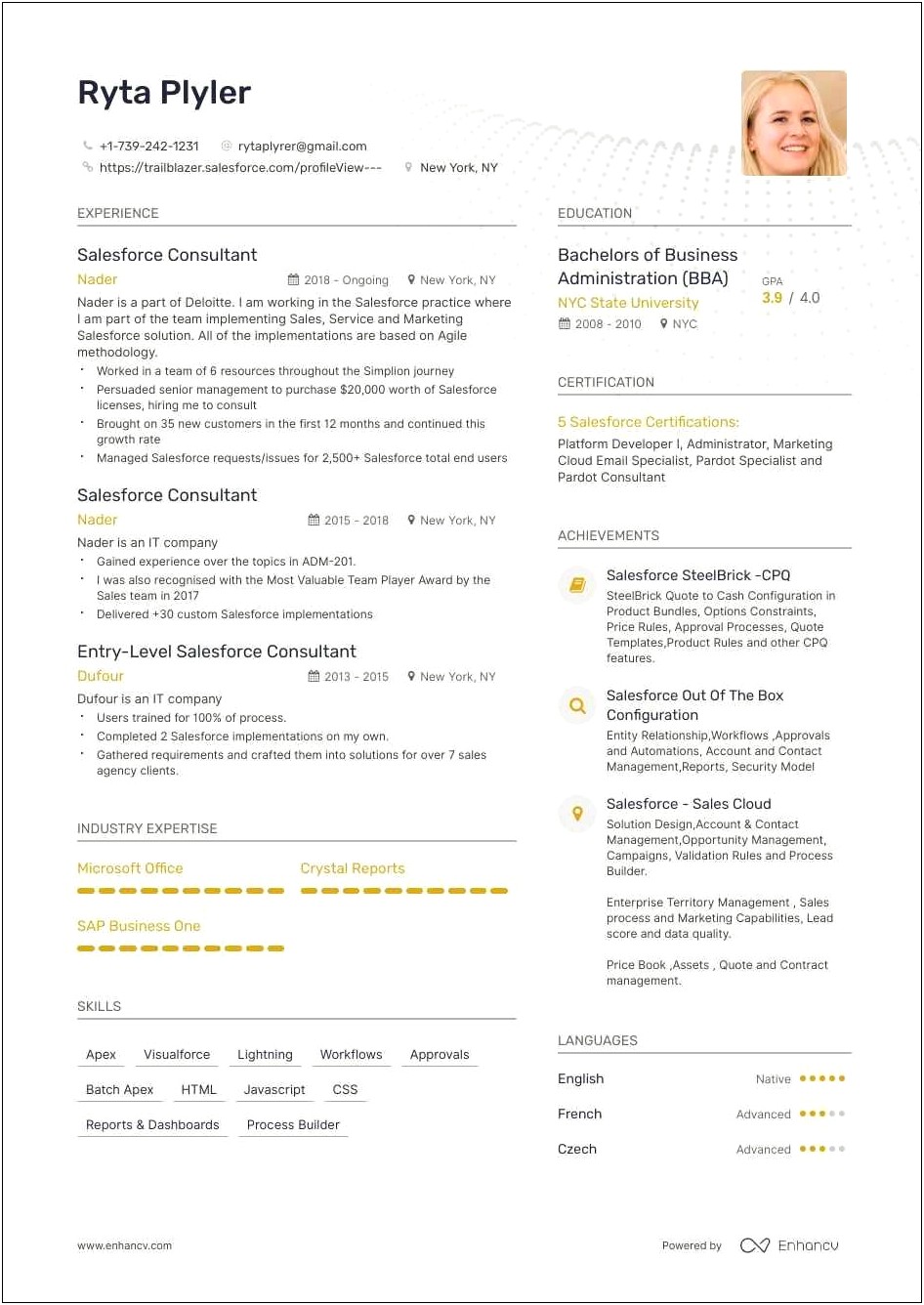 Sr.salesforce Sample Resume Resume