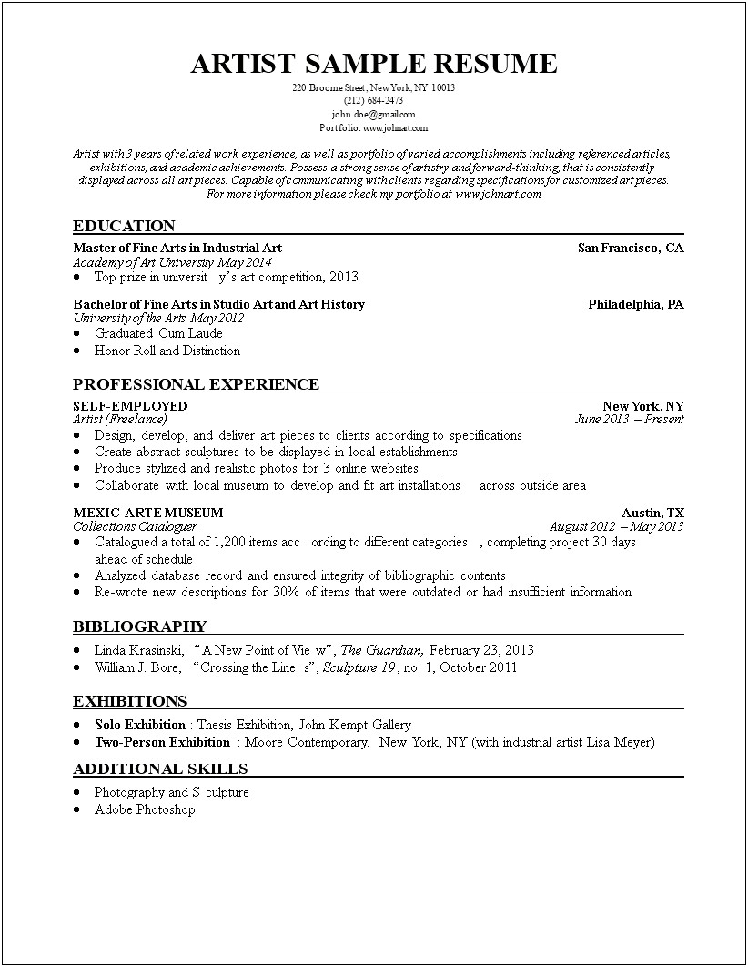 St Johns University Sample Resume