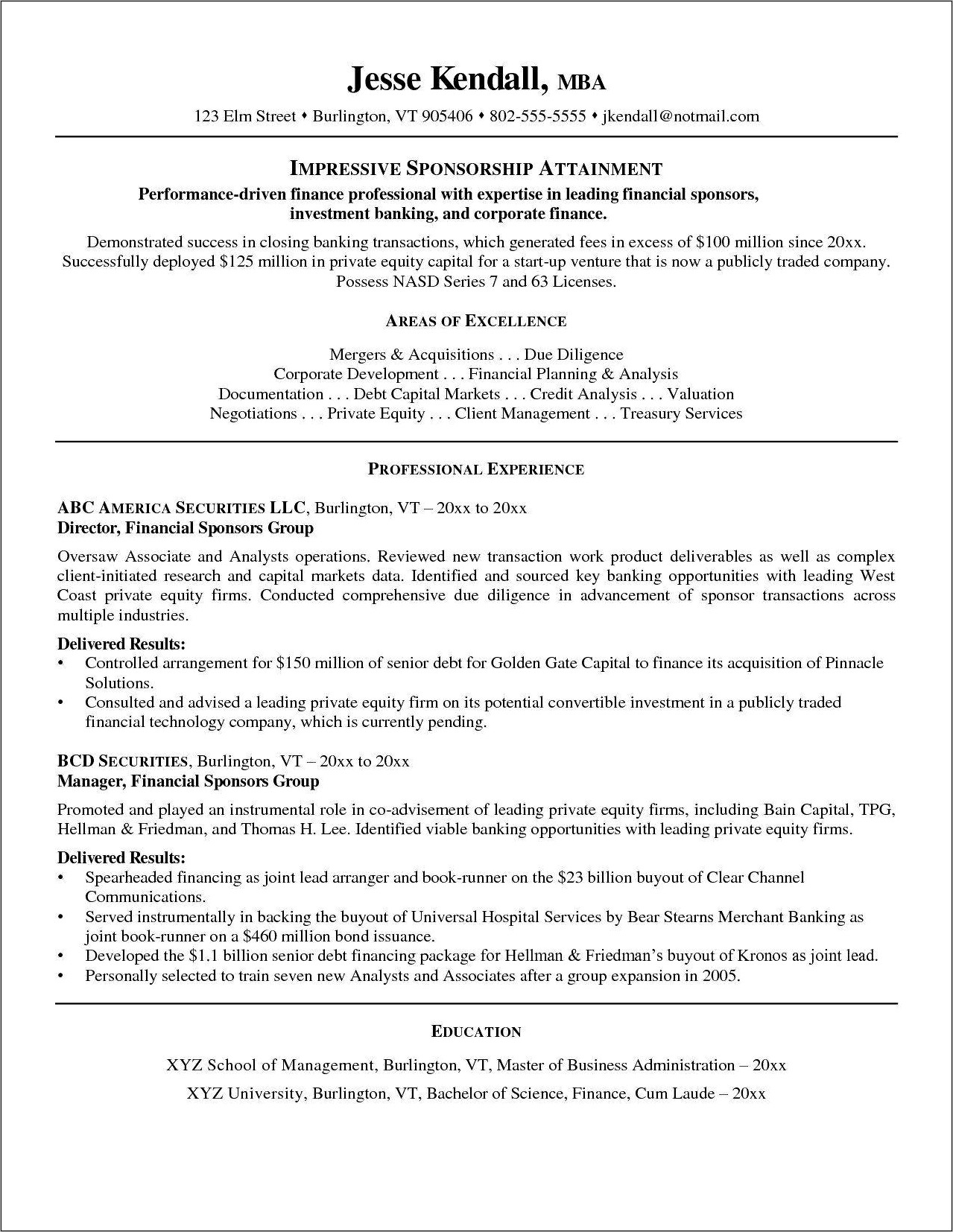 Startup Resume Private Equity Jobs