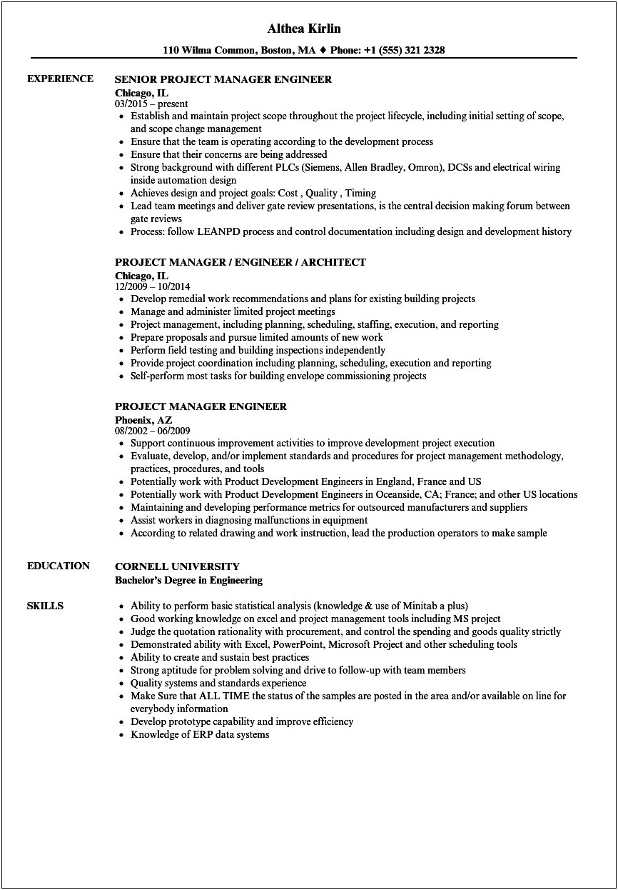 Steel Detailing Project Manager Resume