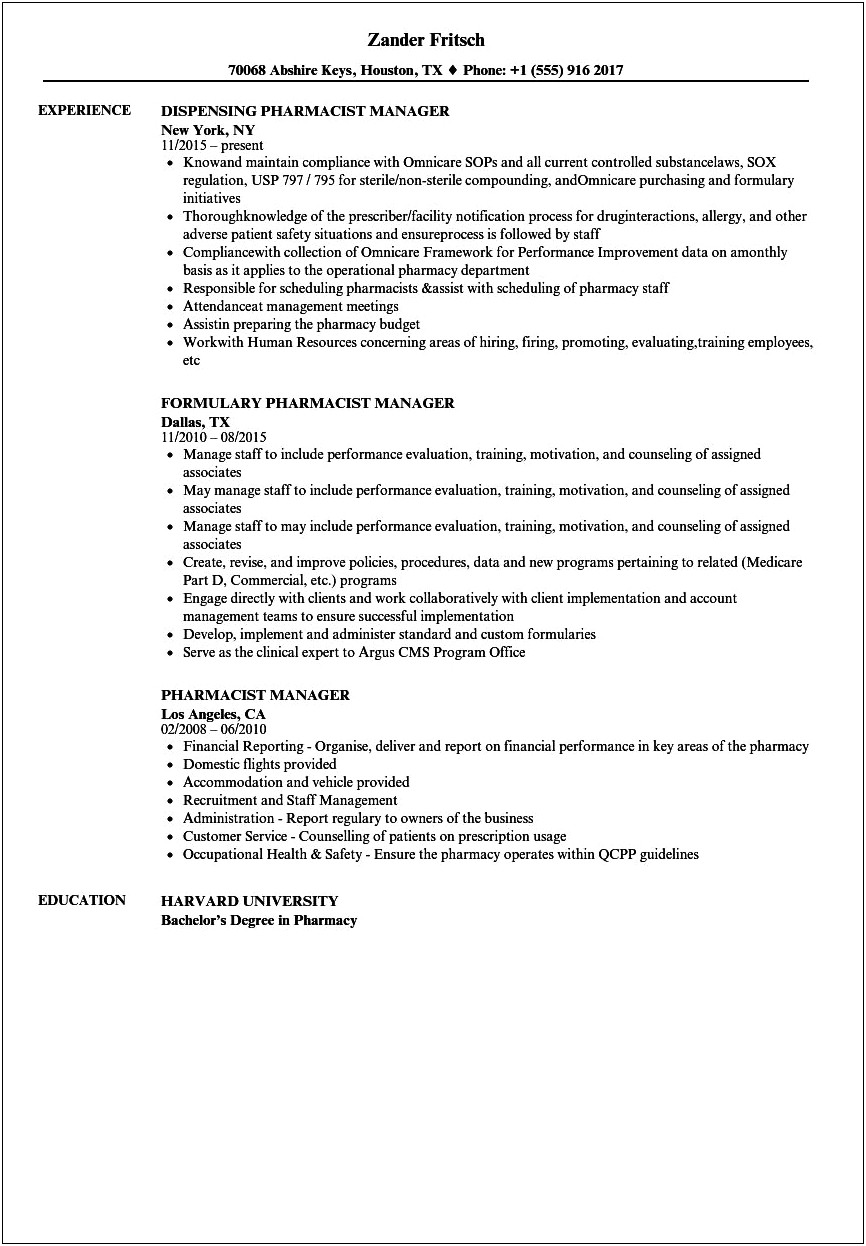 Sterile Processing Manager Resume Sample