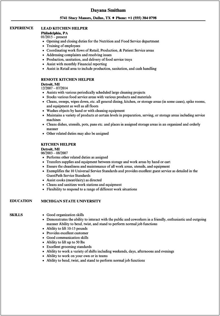 Steward Job Description Resume Sample