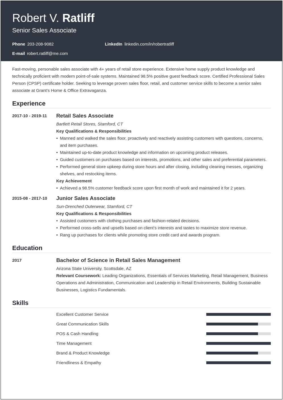 Store Associate Job Description Resume