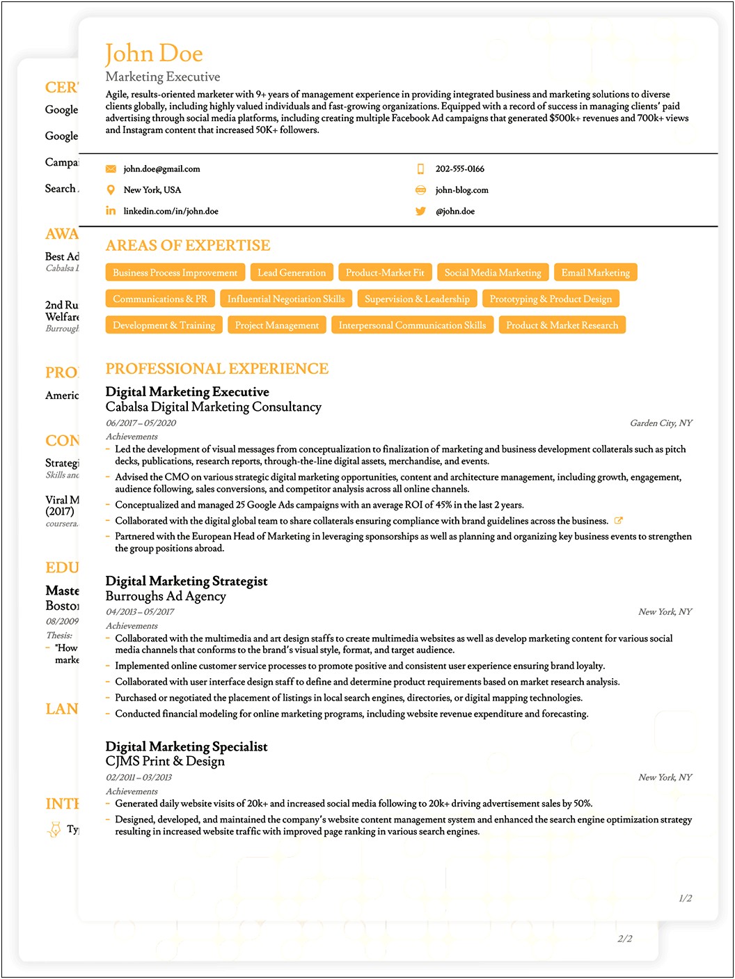 Structure Of Resume For Job