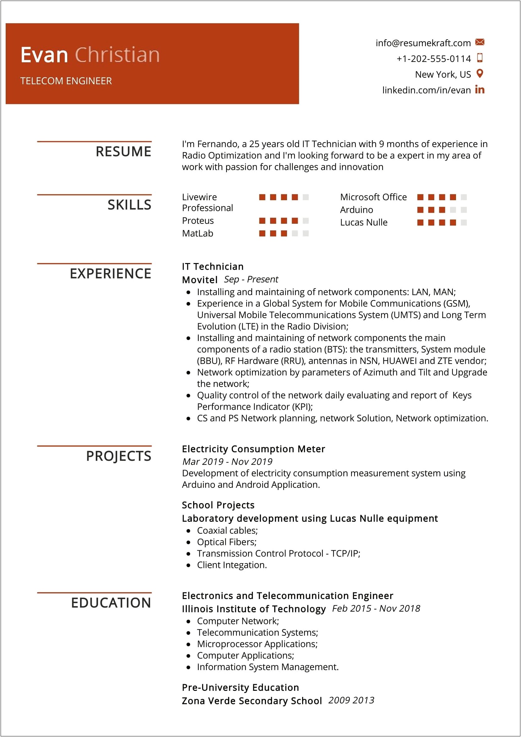 Structured Cabling Engineer Resume Sample