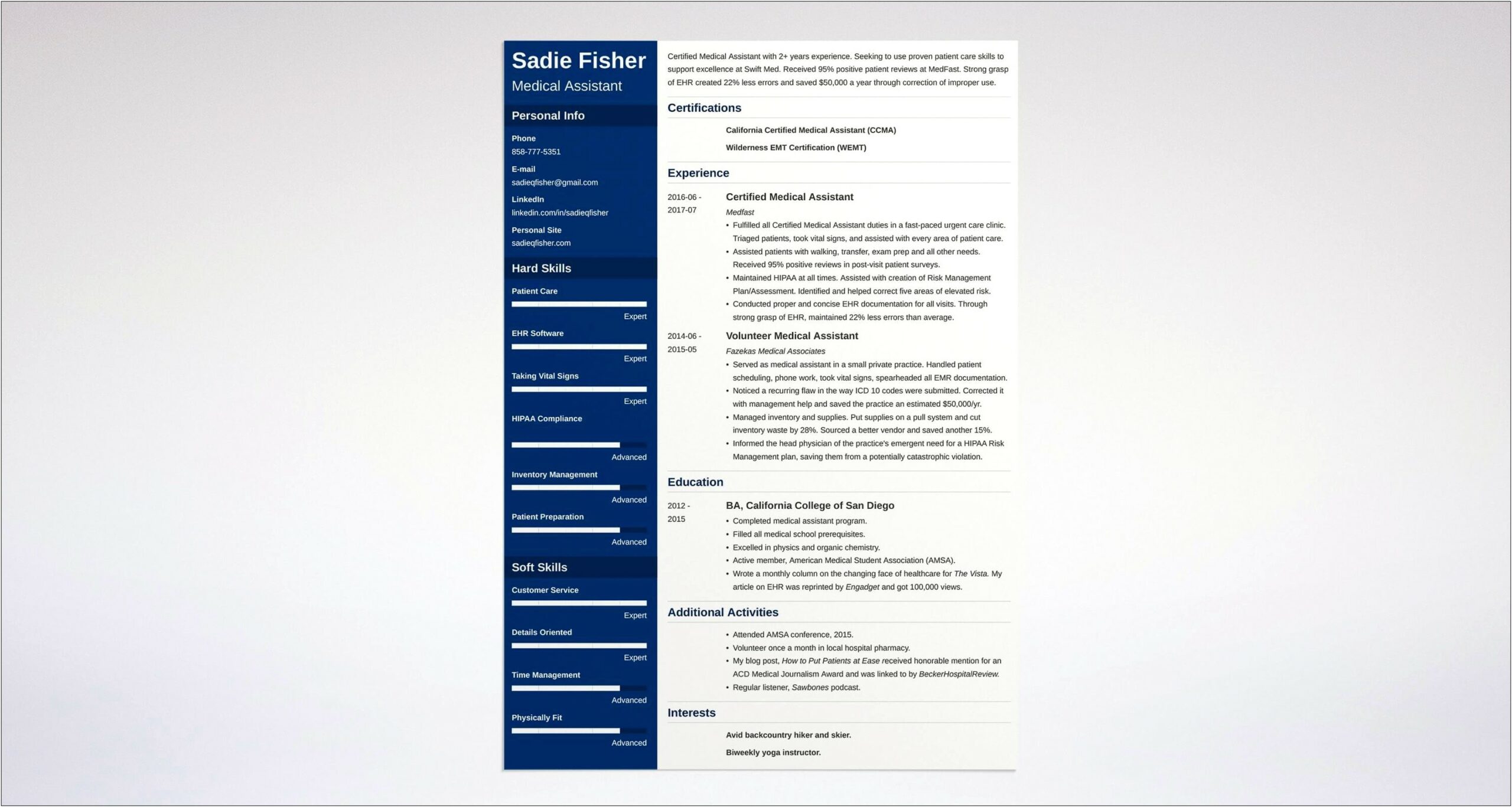 Student Medical Assistant Resume Examples