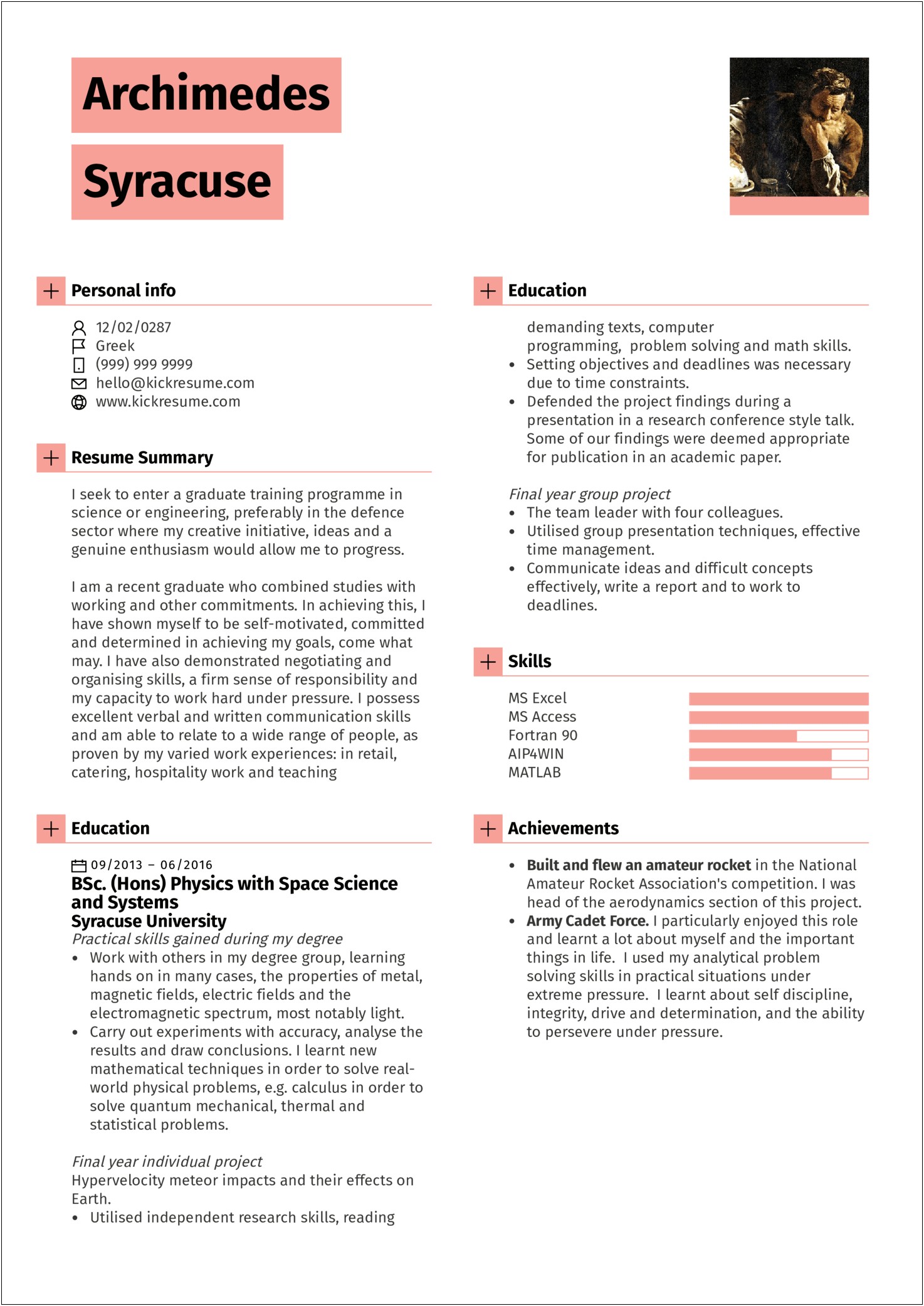 Student Objectives Examples On Resume