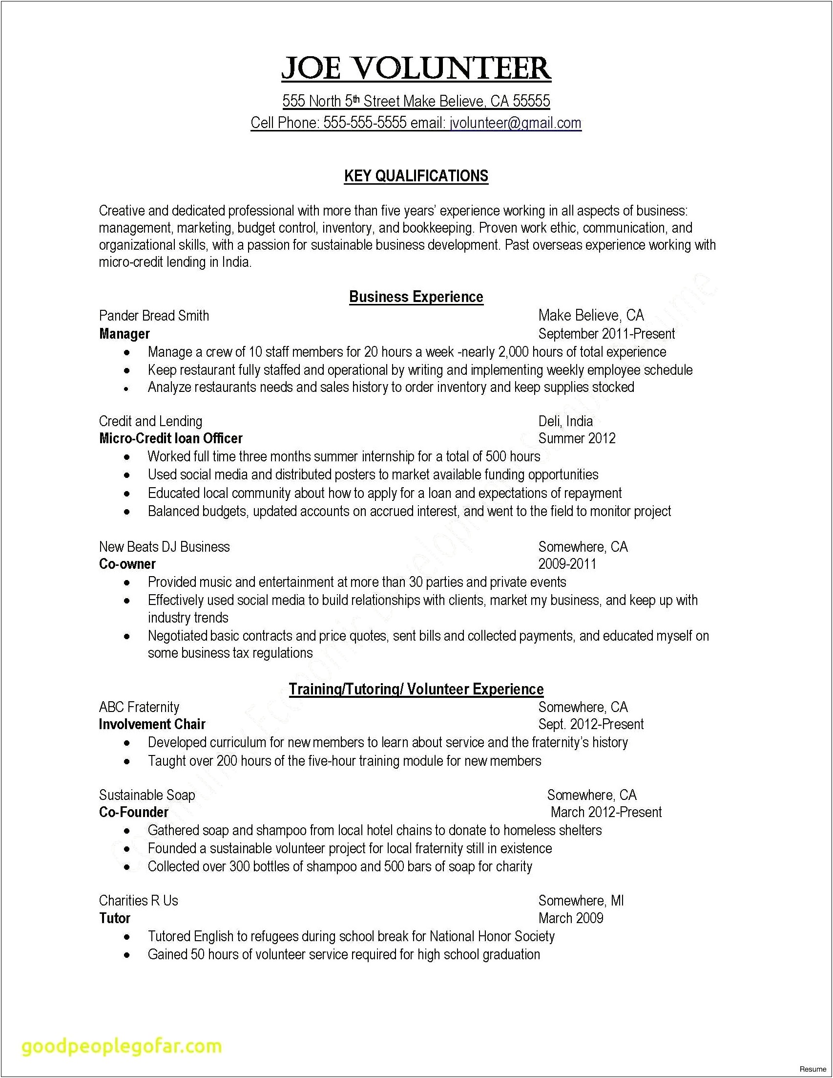 Student Resume Examples College Applications