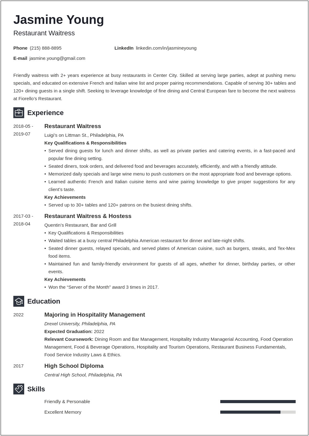Student Summer Job Resume Format