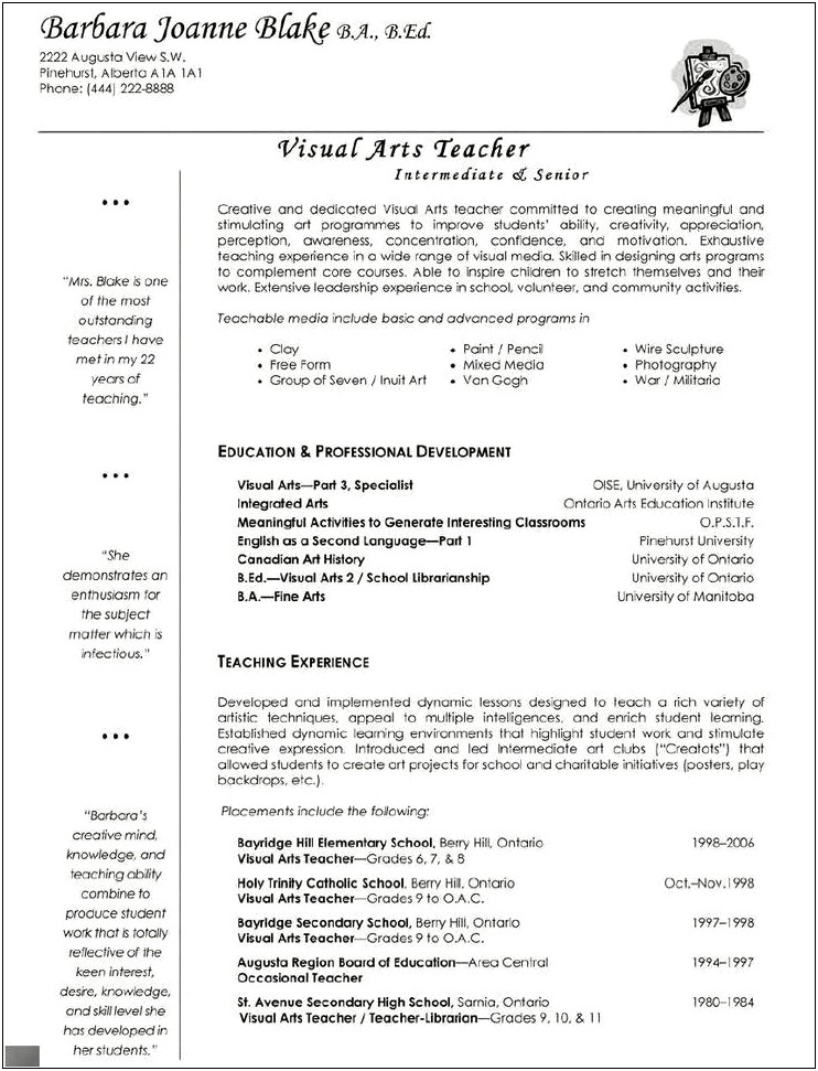 Student Teaching Job Description Resume