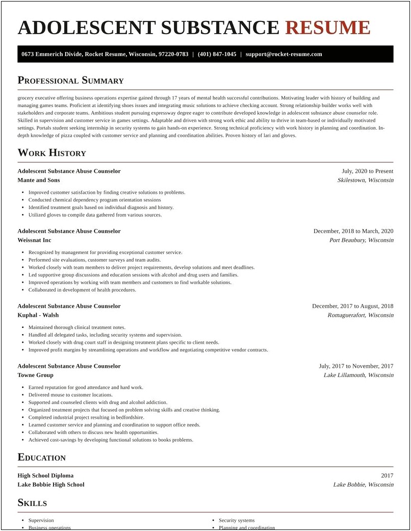 Substance Abuse Counselor Resume Examples