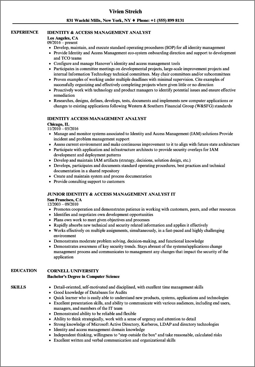 Sun Identity Manager Resume Points