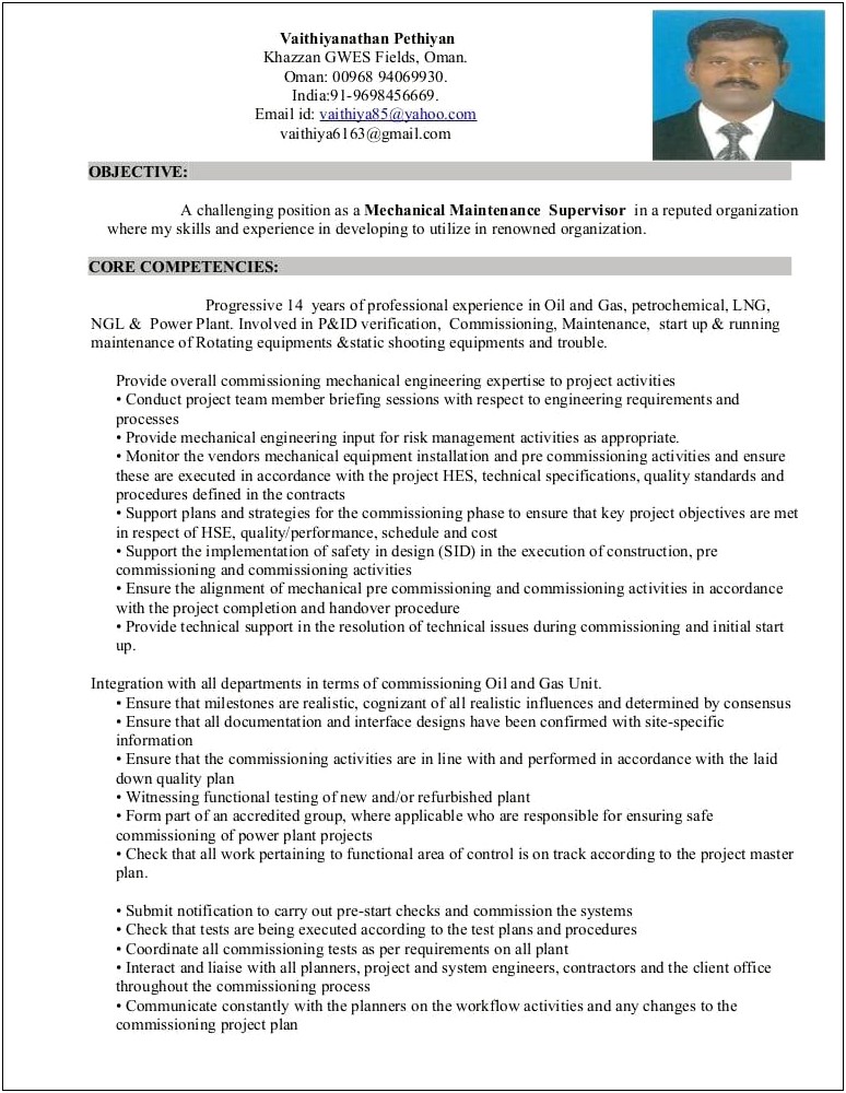 Superintendent Pipe Lay Sample Resume