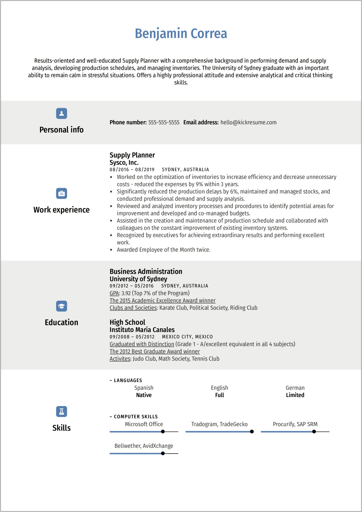 Supply Chain Planner Resume Examples