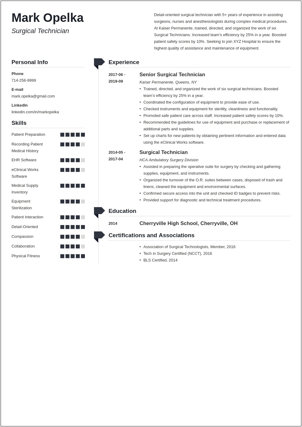 Surgical Tech Resume Template Sample