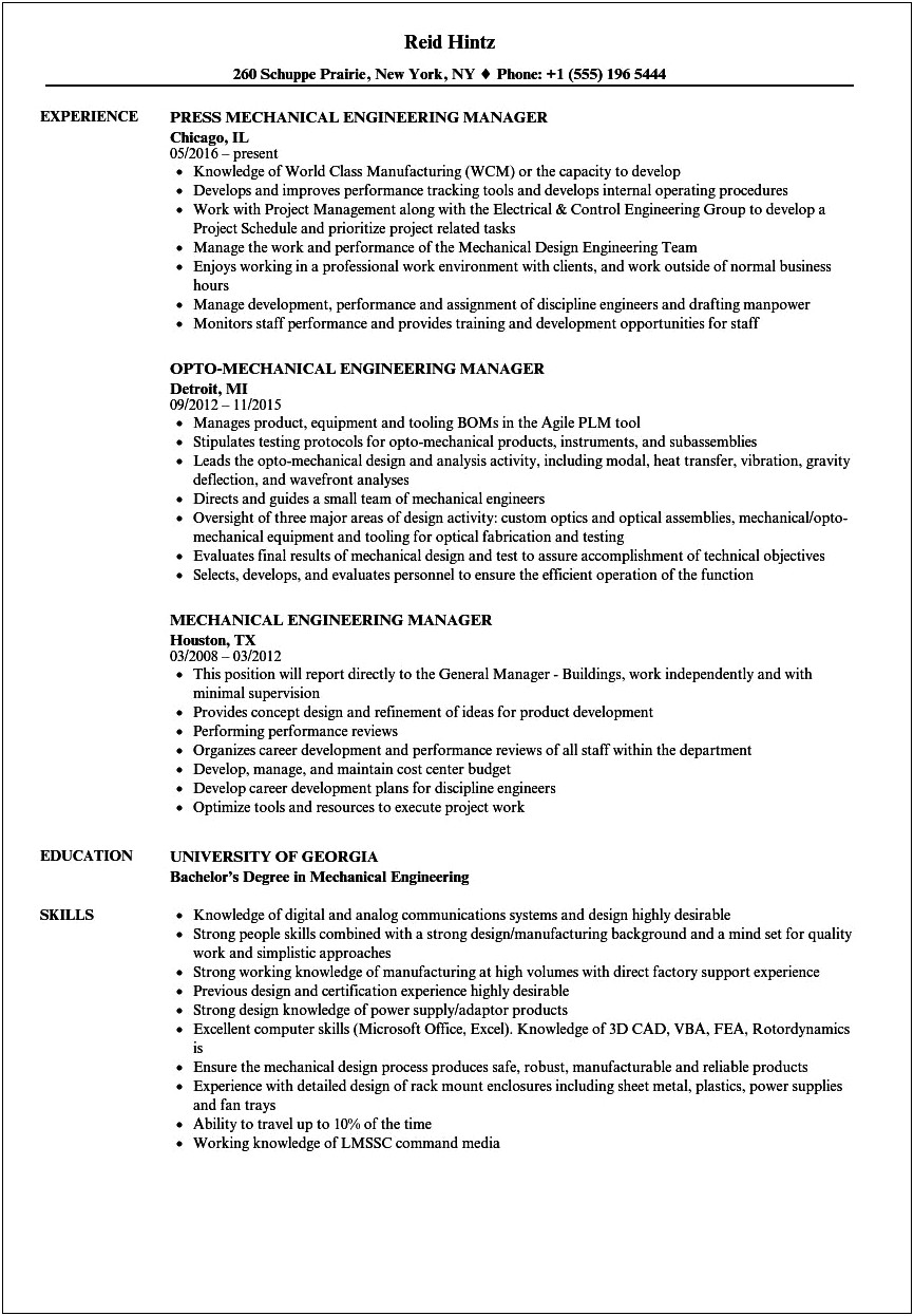 Systems Enigneer Project Manager Resume