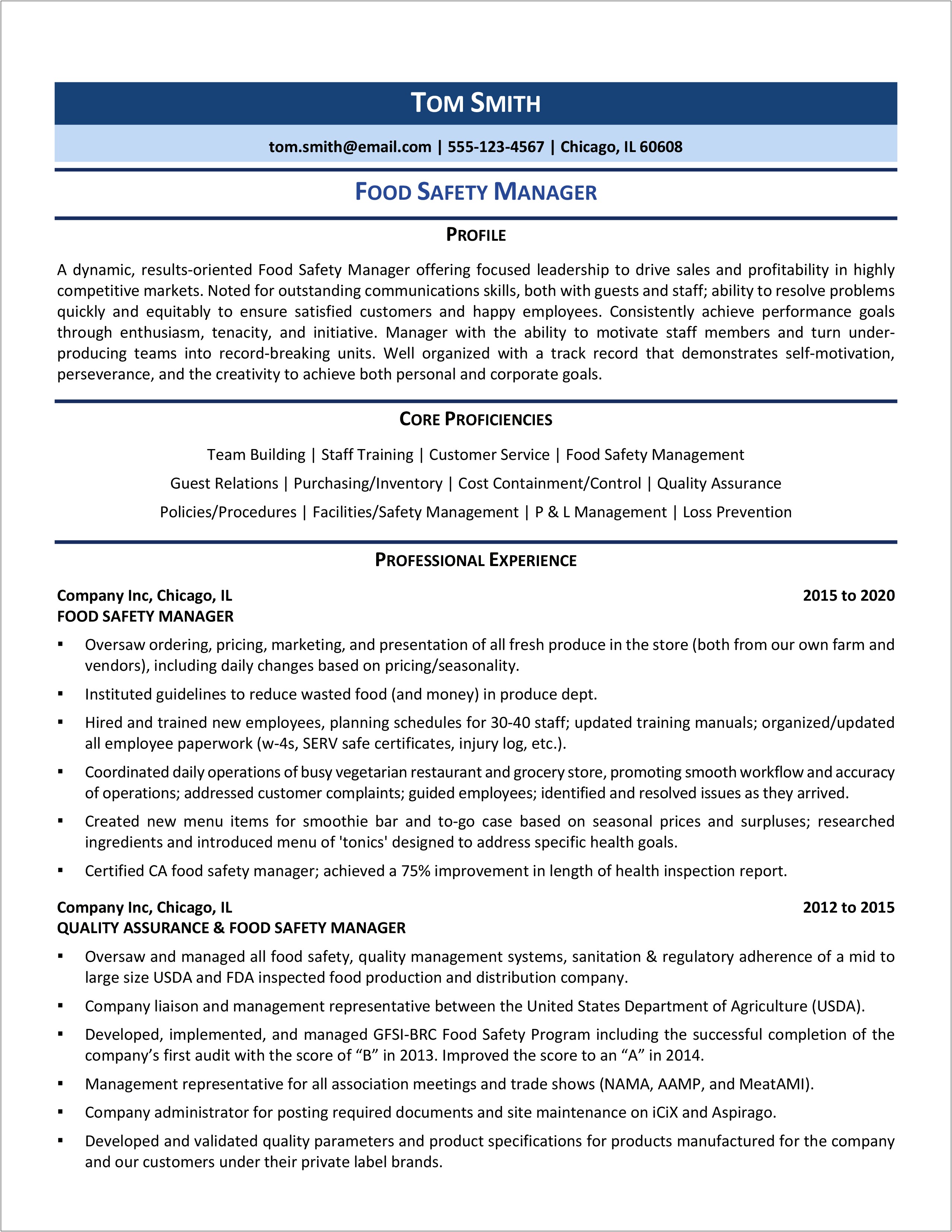 Table Games Shift Manager Resume