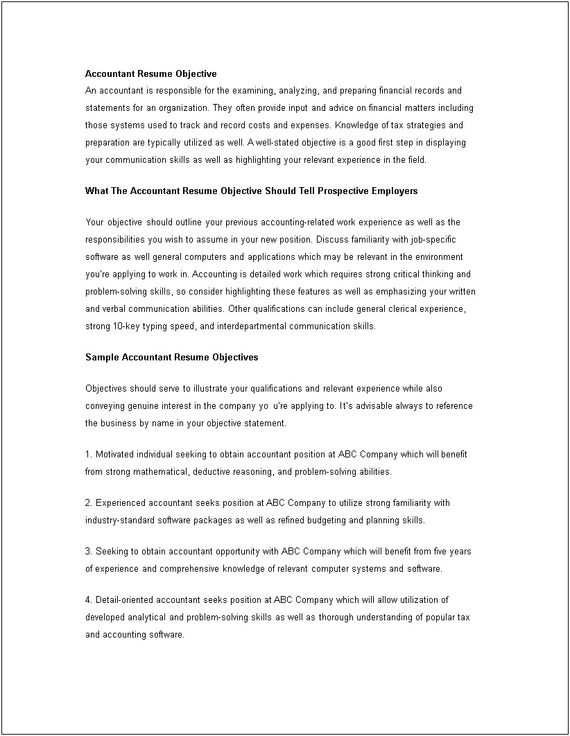 Tax Manager Resume Summary Statement
