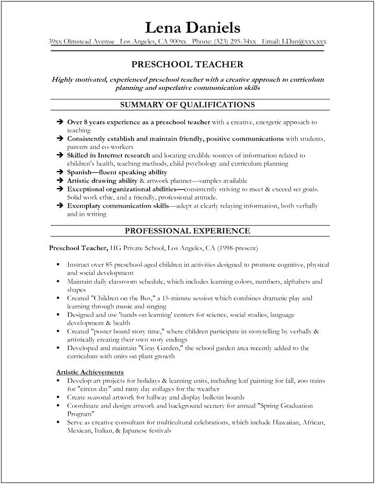 Teacher Aide Job Description Resume