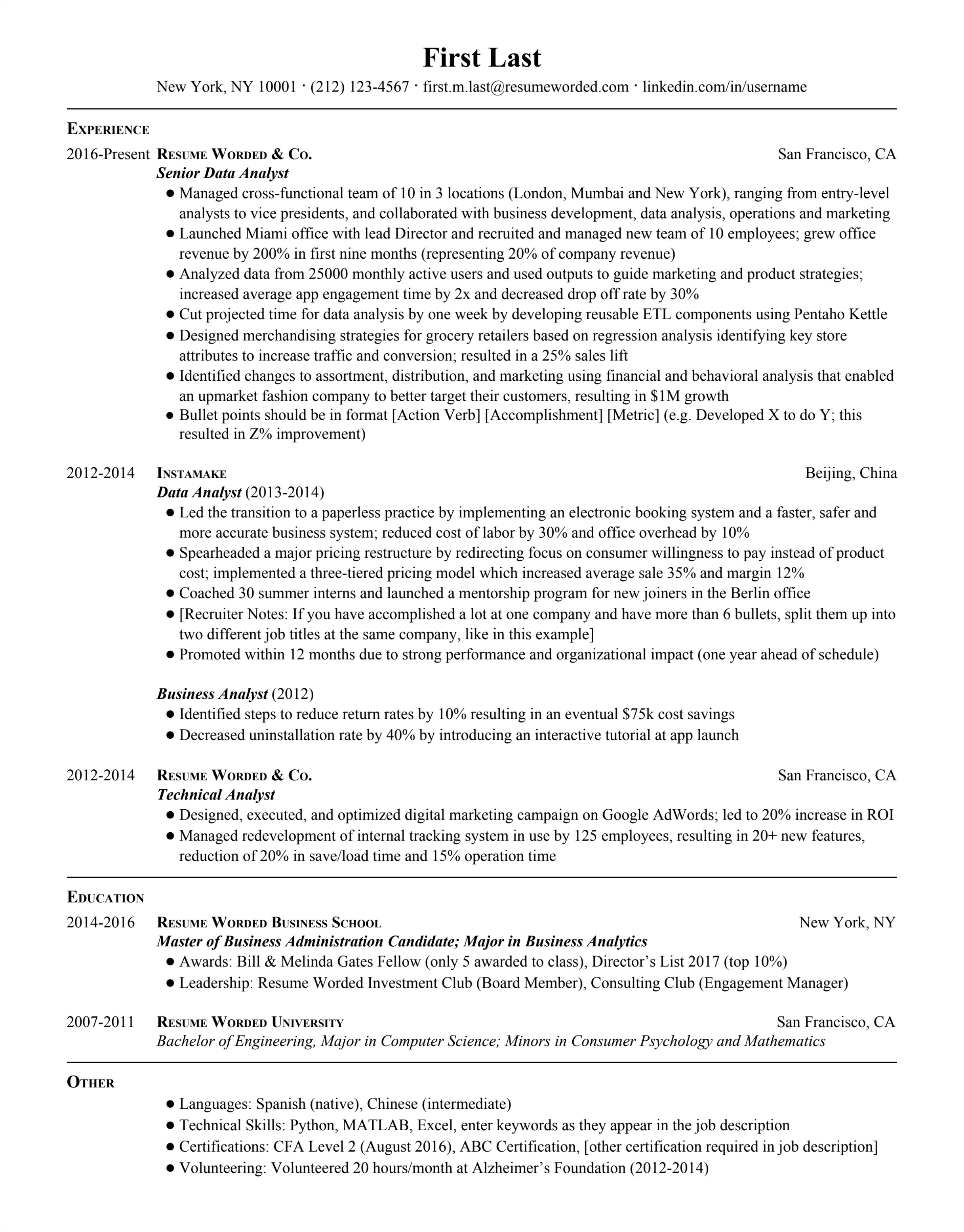 Technical Analysis On Resume Examples