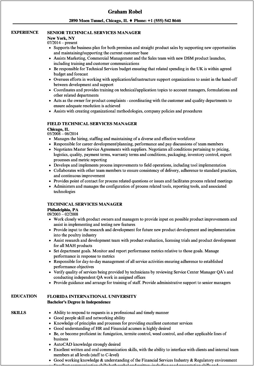 Technical Customer Support Manager Resume