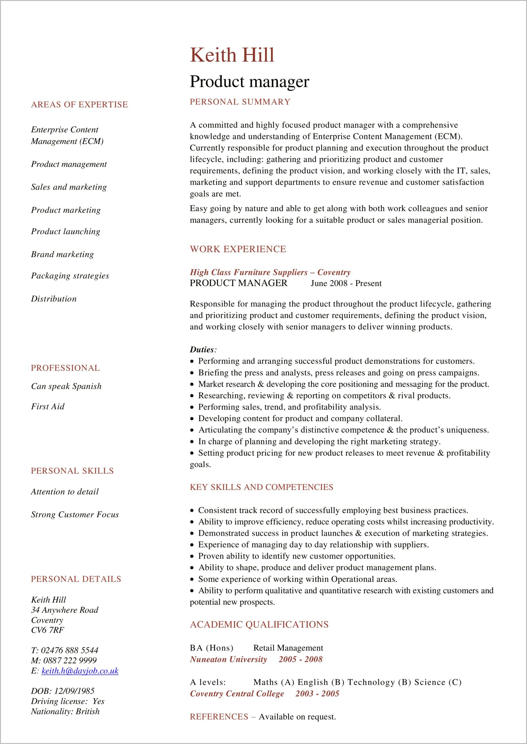 Technical Product Manager Resume Samples