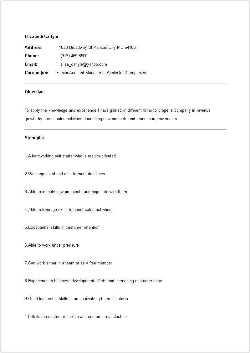 Technical Sales Account Manager Resume