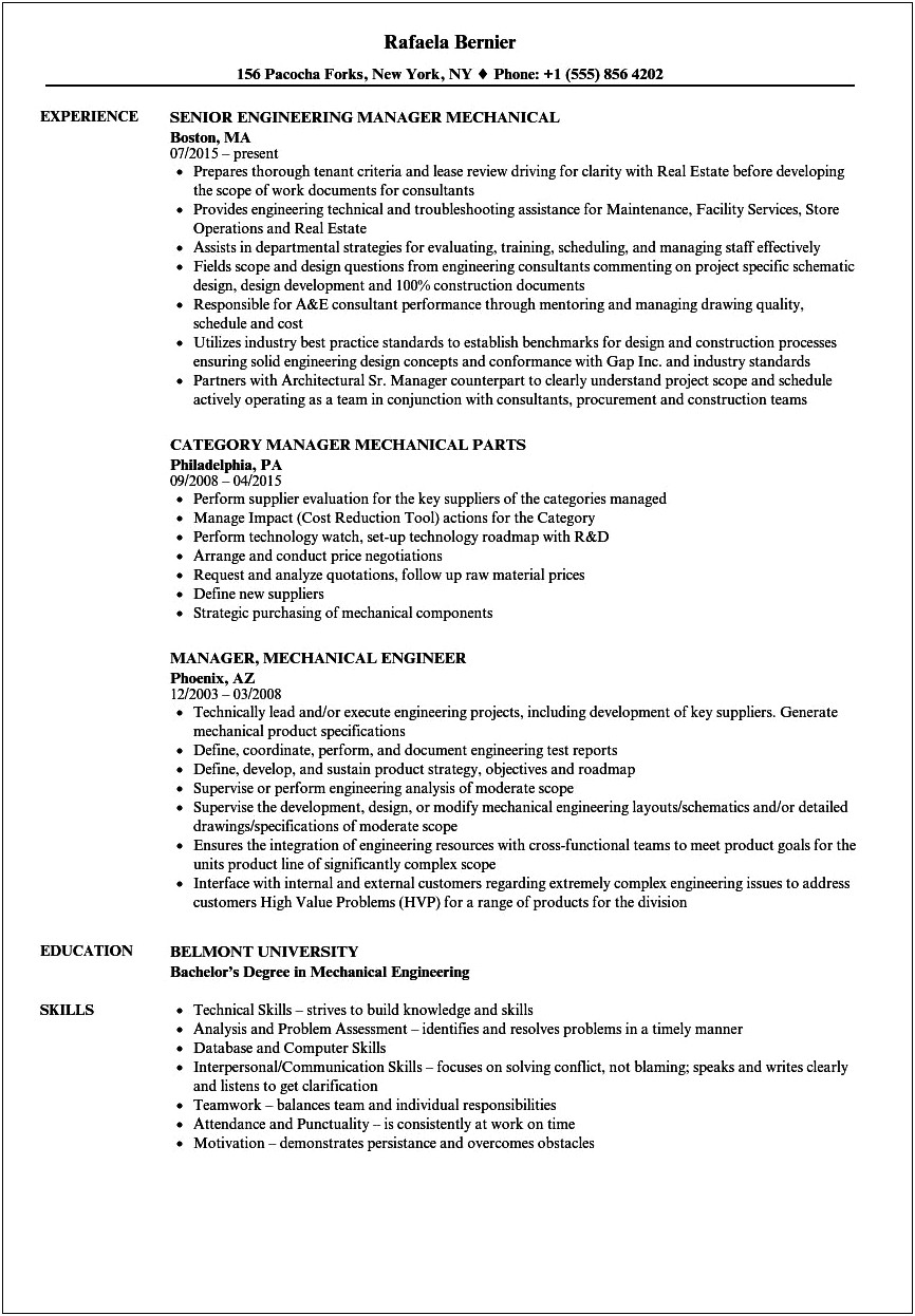 Technical Skills For Resume Engineering