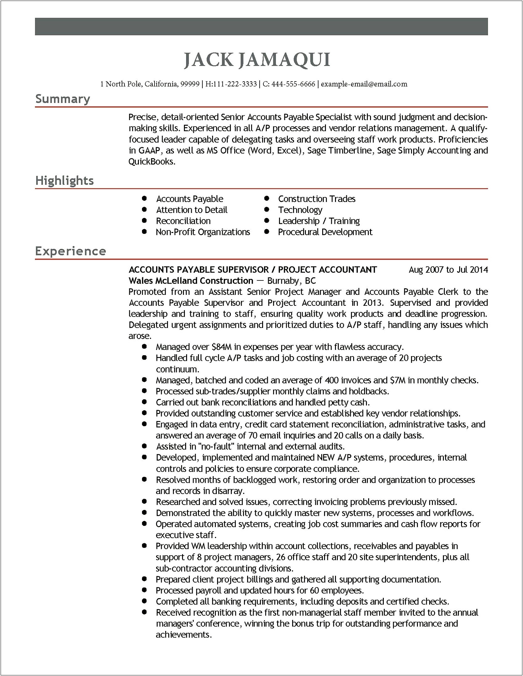Technical Skills Resume For Accounting