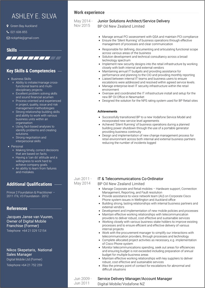 Technical Solutions Architect Sample Resume