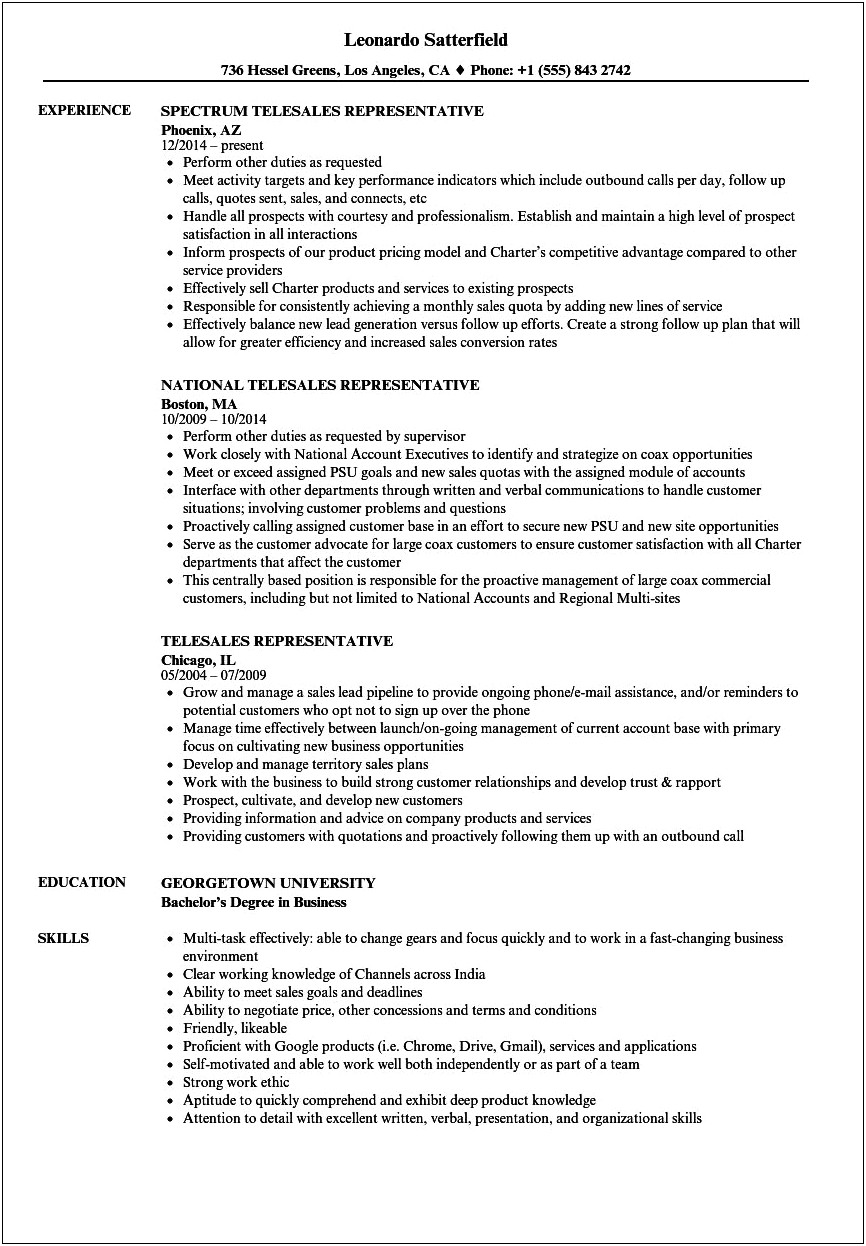 Telecaller Job Description For Resume