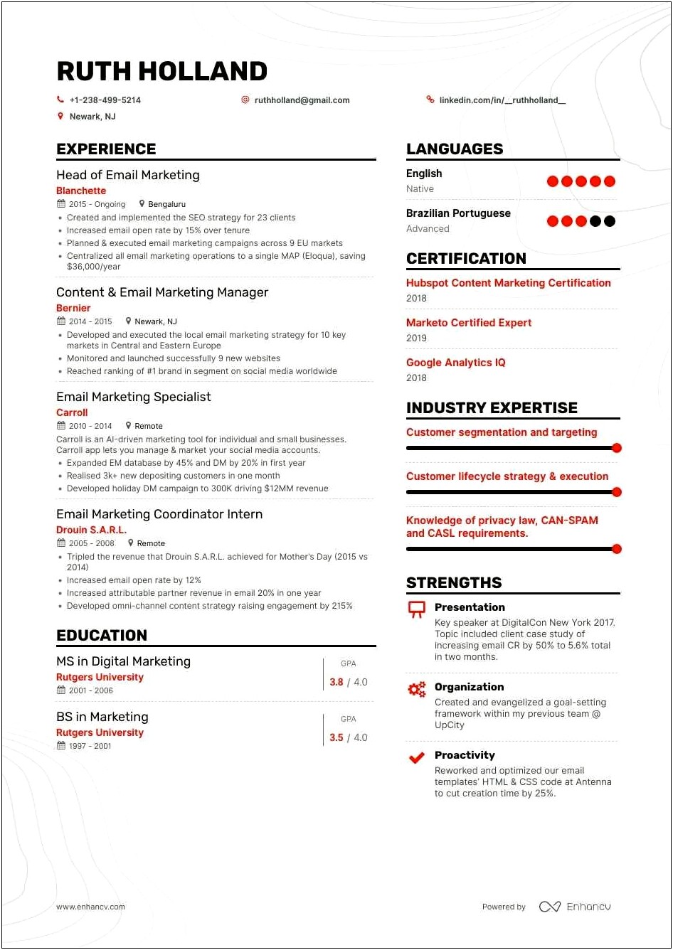 Text Example To Email Resume
