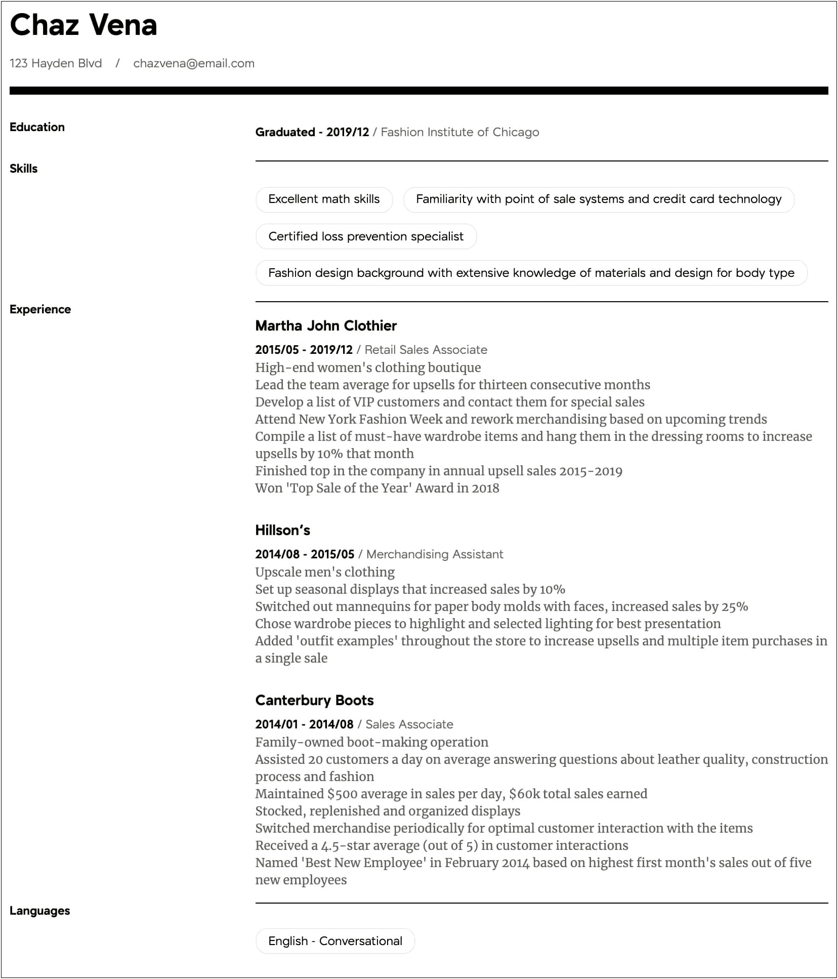 Toy Store Worker Resume Example