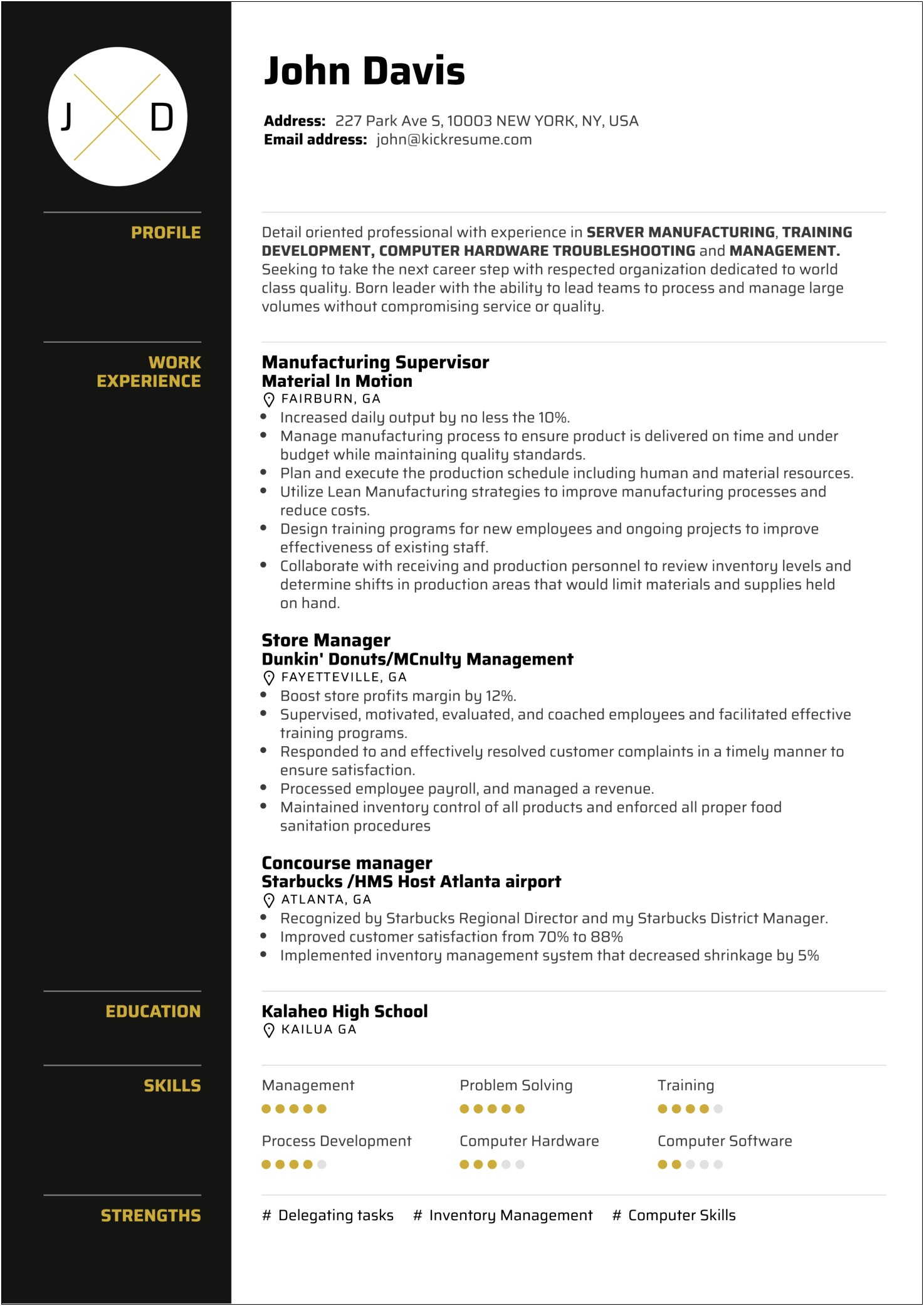 Training And Development Resume Examples