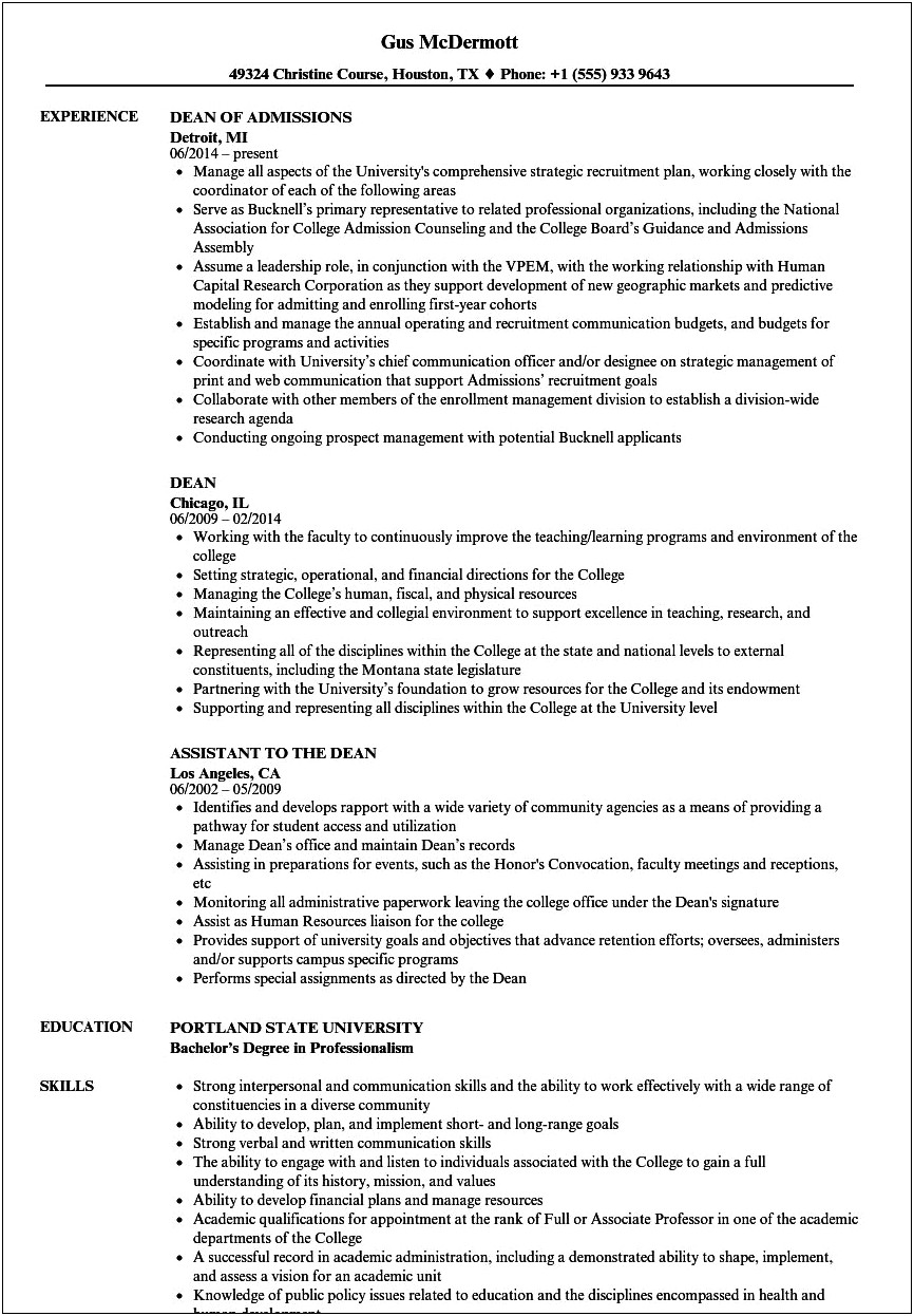 Transfer Student Resume Example Ucf