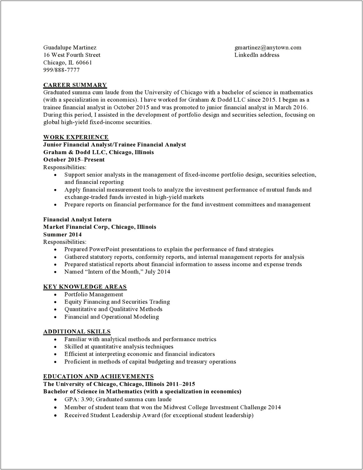 Treasury Operations Manager Resume Examples