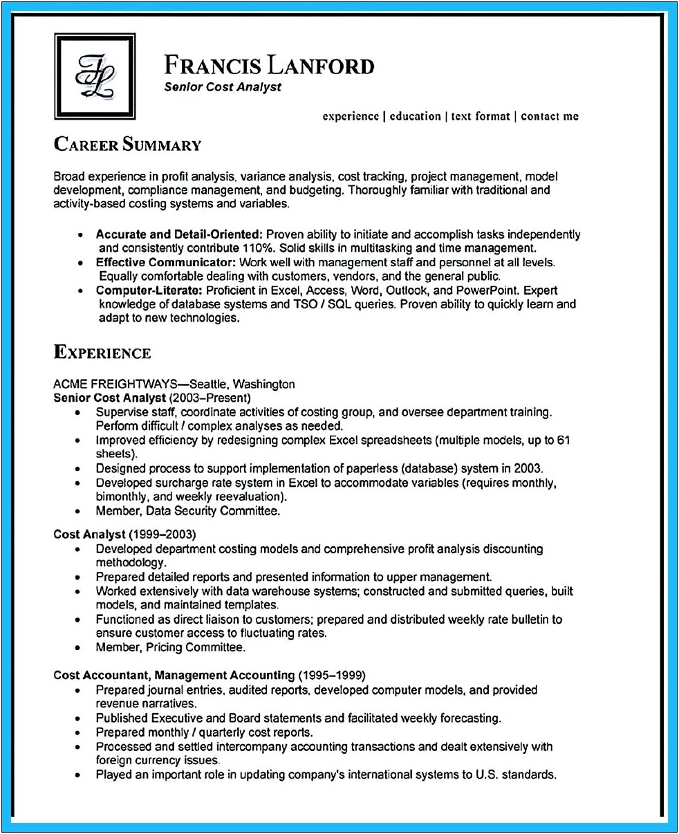 Tso Job Description For Resume