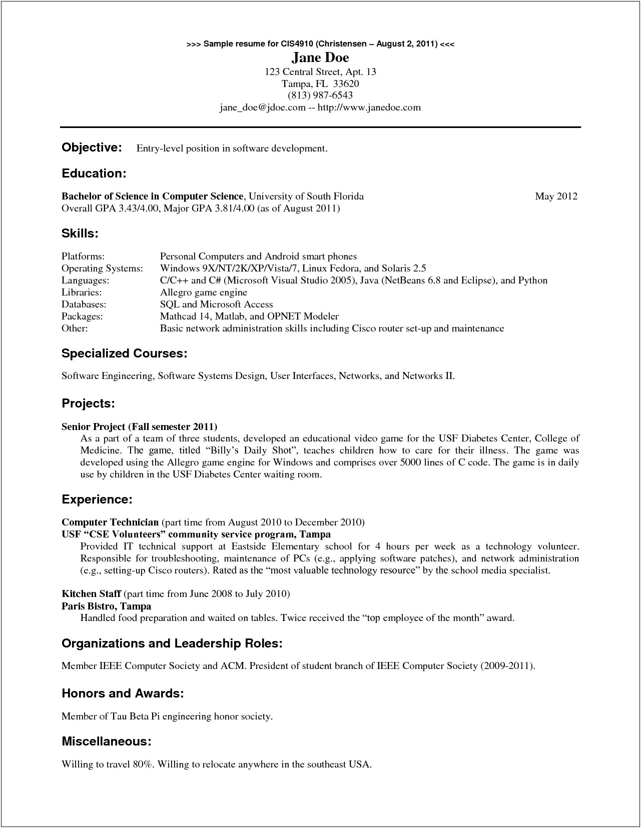 Typical Objectives On A Resume