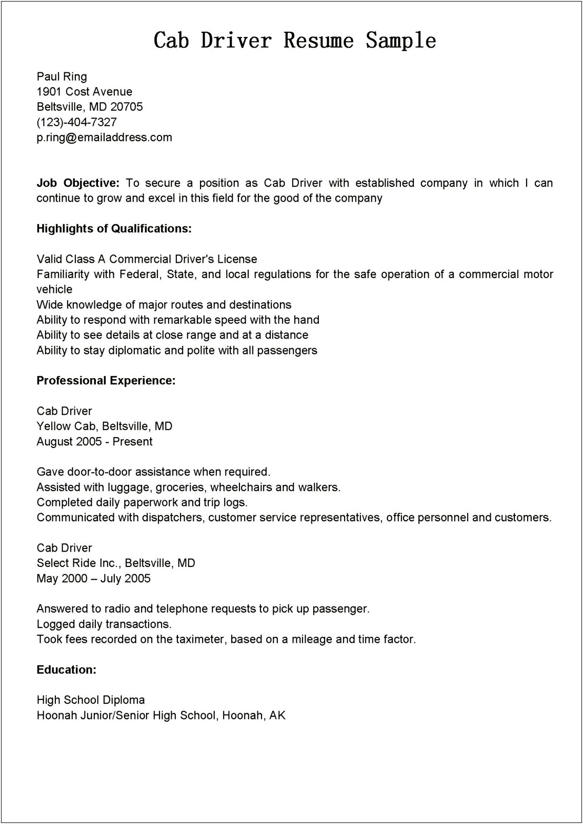 Uber Job Description For Resume