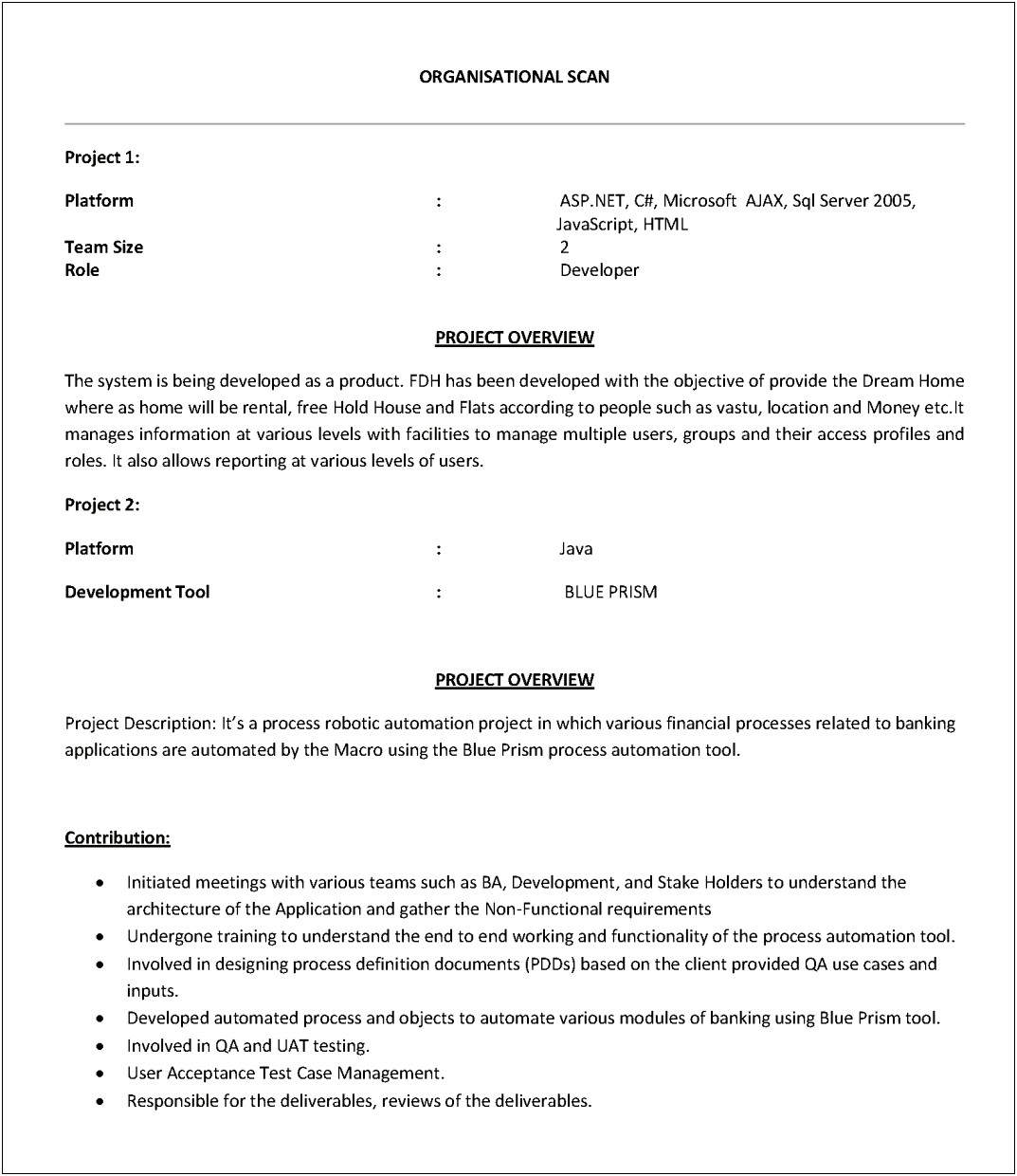 Uipath Developer Certification Sample Resume