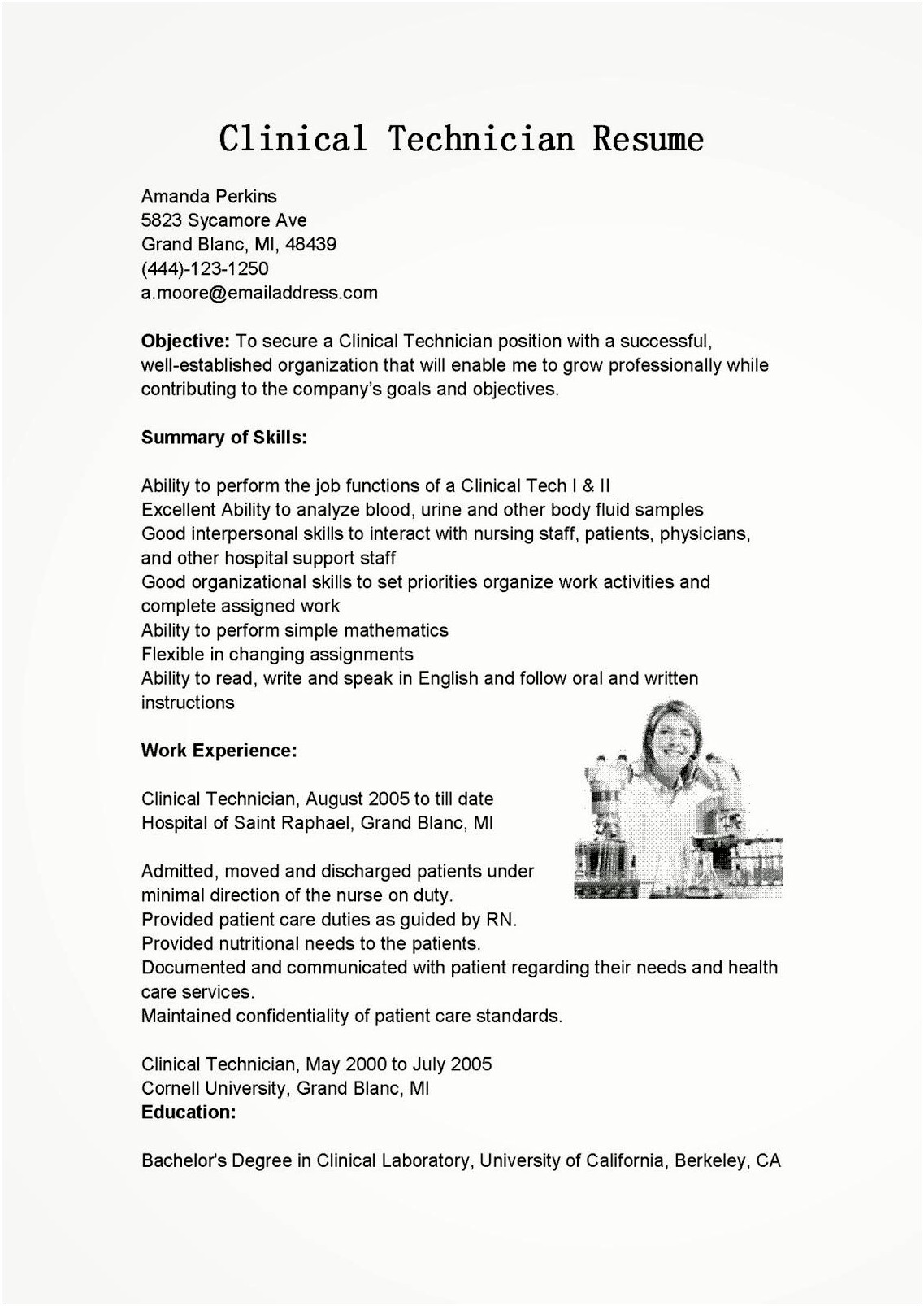 Ultrasound Job Description For Resume
