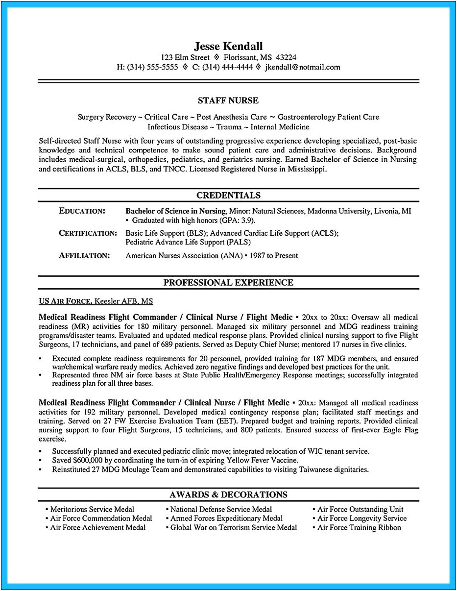 Us Air Force Resume Example