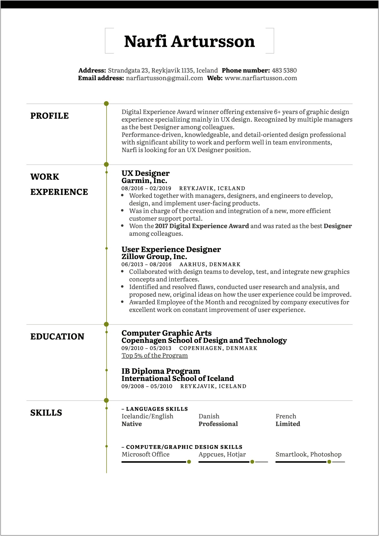 User Experience Design Resume Examples