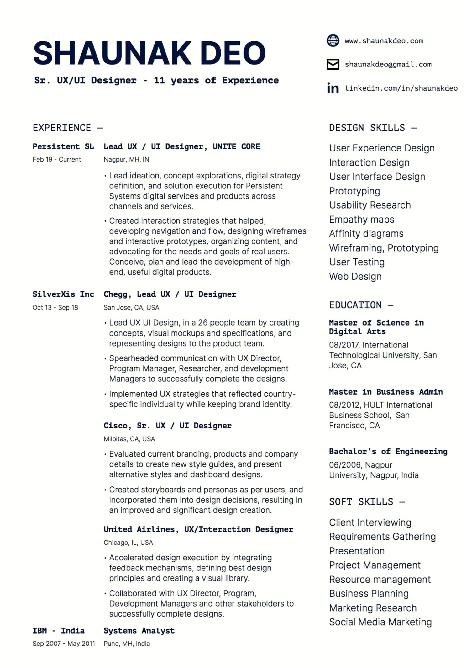 User Experience Job Description Resume