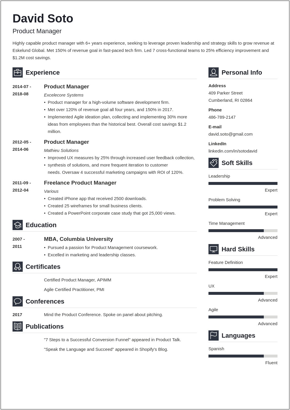 User Experience Product Manager Resume