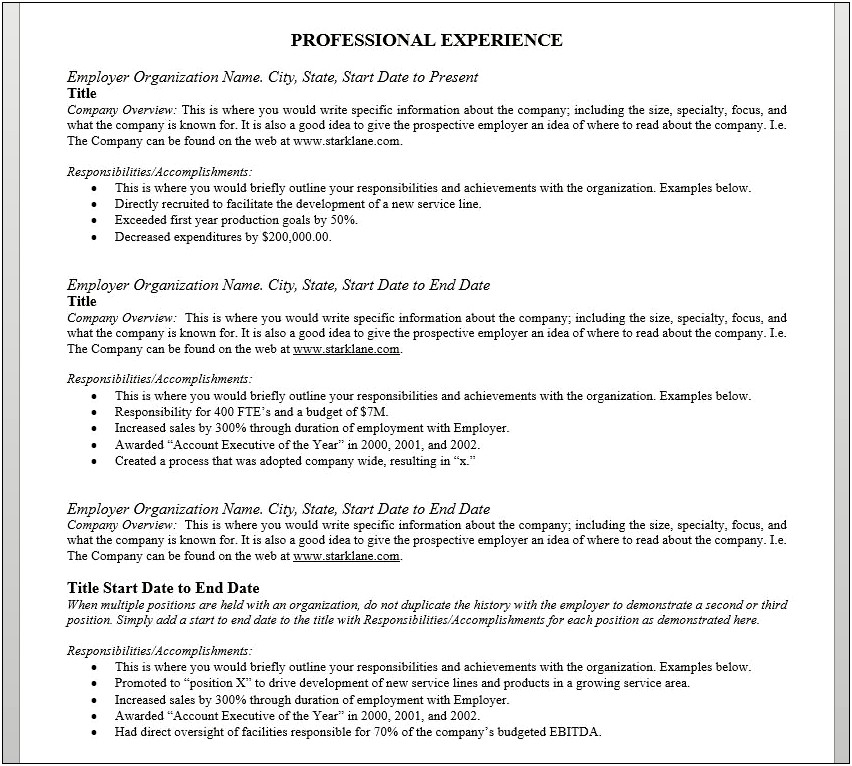 Various Job Positions For Resume