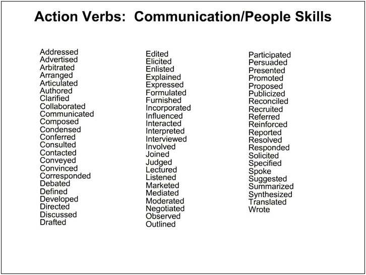 Verbs For Resumes Interpersonal Skills
