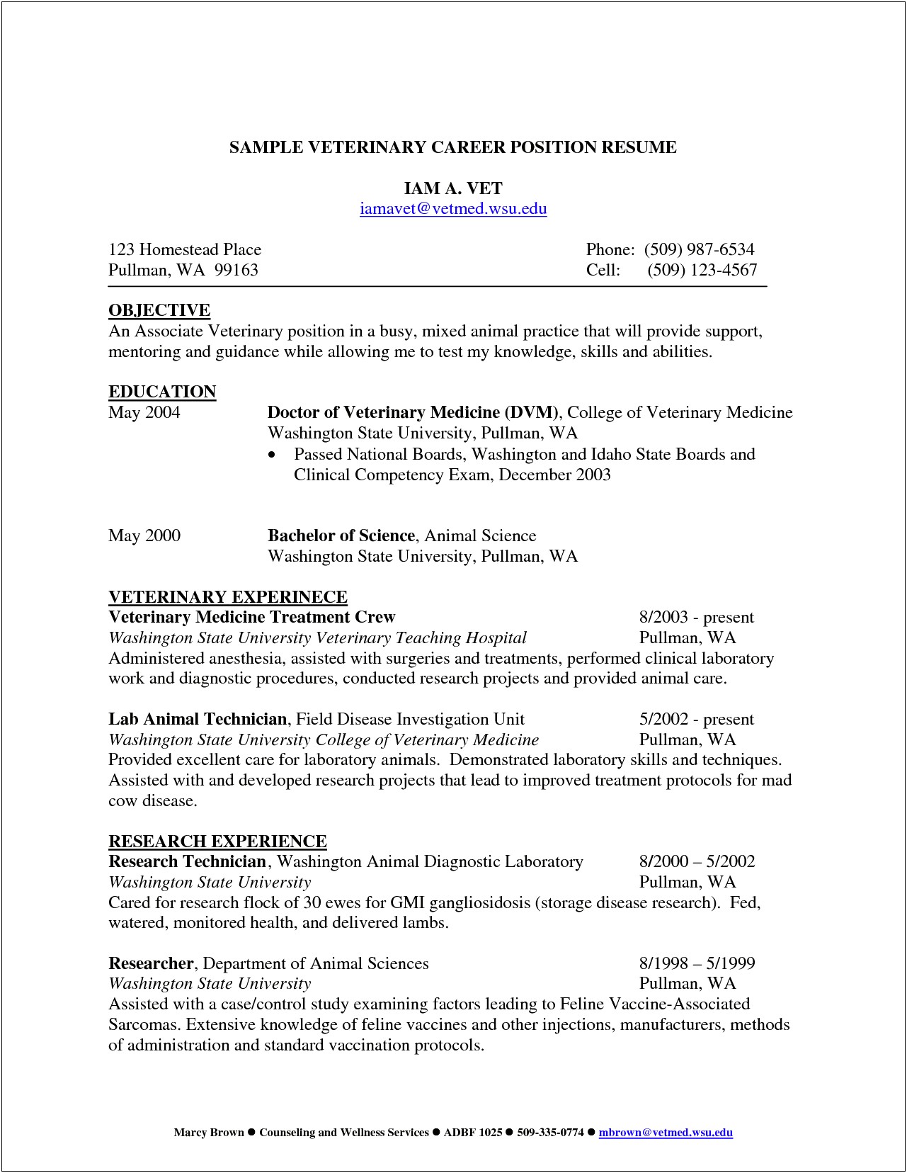 Veterinary Jobs Description For Resume