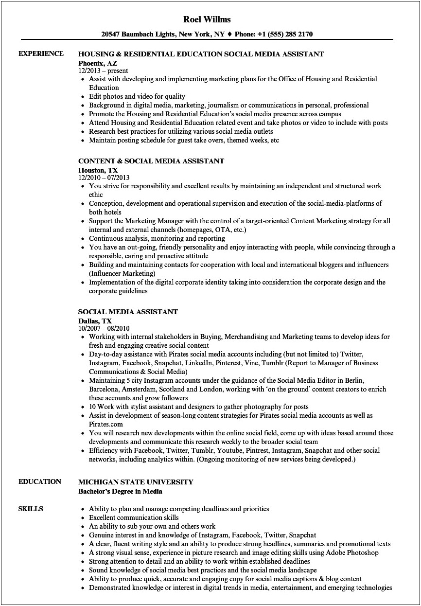 Virtual Assistant Resume Sample Objective