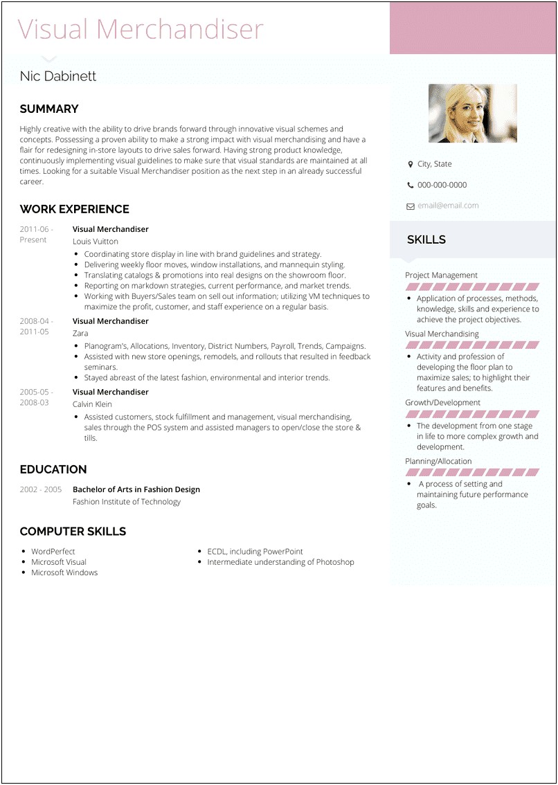 Visual Merchandiser Resume Sample Resumeokresumeok
